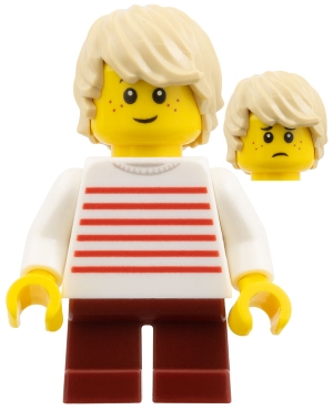 Kid, White Torso, Dark Red Legs, Tan Hair