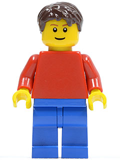 Plain Red Torso with Red Arms, Blue Legs, Dark Brown Short Tousled Hair