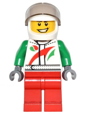 Octan - Jacket with Red and Green Stripe, Red Legs, White Helmet, Trans-Black Visor, Crooked Smile and Laugh Lines