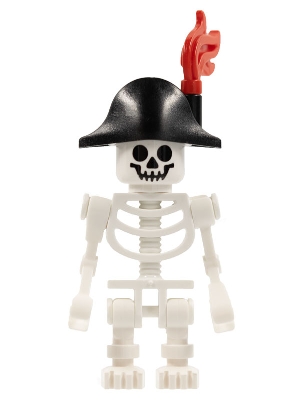 Skeleton, Fantasy Era Torso with Standard Skull, Mechanical Arms, Black Bicorne Hat, Red Plume
