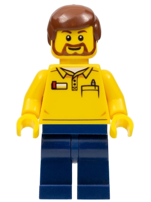 LEGO Store Employee, Dark Blue Legs, Brown Beard
