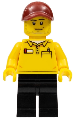 LEGO Store Driver, Black Legs, Dark Red Cap with Hole