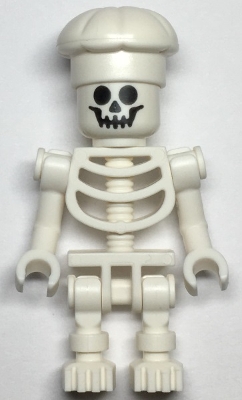 Skeleton with Standard Skull, Bent Arms Vertical Grip, White Chef Toque