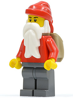 Santa, Plain Red with Dark Bluish Gray Legs, and Back Basket