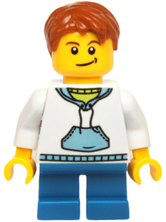 Boy, White and Blue Hoodie, Short Blue Legs, Dark Orange Hair, 3626cpr1579 Hair