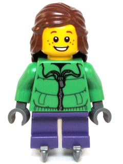 Girl, Green Jacket, Short Dark Purple Legs