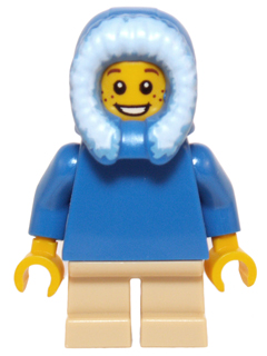 Boy, Plain Blue Torso, Short Tan Legs, Hood