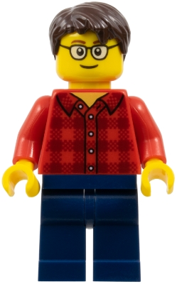 Man, Red Flannel Shirt, Dark Blue Legs, Glasses