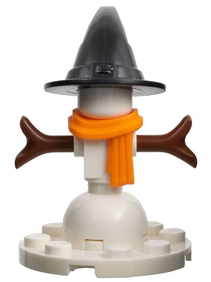 Snowman - Orange Scarf, Witch Hat
