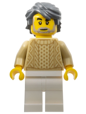 Man, Tan Sweater, White Legs, Dark Bluish Gray Hair, Beard
