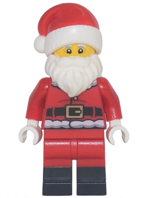 Santa - Red Fur Lined Jacket with Button and Plain Back, Red Legs with Black Boots, White Bushy Moustache and Beard