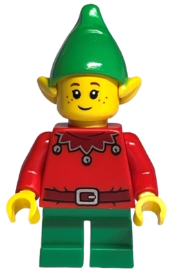 Elf - Dark Red Scalloped Collar with Bells, Bright Green Hat