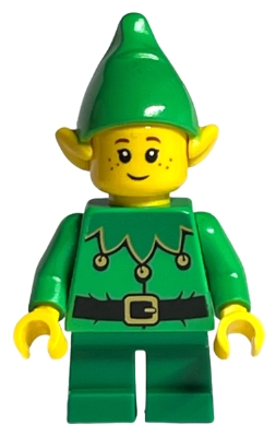 Elf - Green Scalloped Collar with Bells, Closed Mouth with Freckles