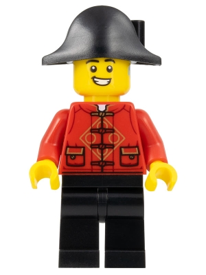 Lunar New Year Parade Participant - Male, Red Tang Shirt, Black Legs, Pirate Bicorne Hat