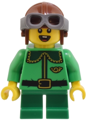 Elf / Postal Elf - Bright Green Torso, Green Legs, Aviator Hat