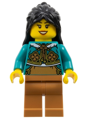 Dark Turquoise Torso, Medium Nougat Legs, Black Hair