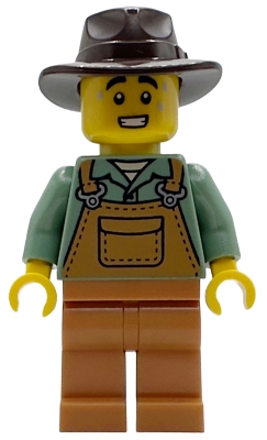 Farmer, Medium Nougat Overalls, Dark Brown Hat