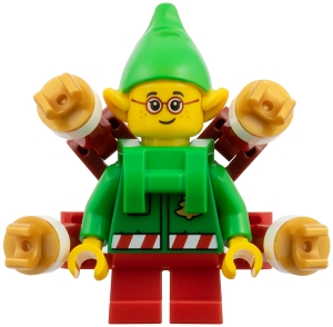 Elf - Bright Green Torso, Red Legs, Bright Green Hat, Backpack