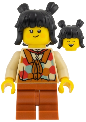 Tan Tunic, Dark Orange Medium Legs, Black Hair