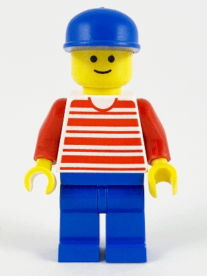 Horizontal Lines Red - Red Arms - Blue Legs, Blue Cap
