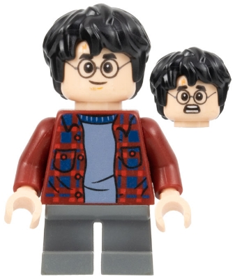 Harry Potter, Dark Red Plaid Flannel Shirt, Dark Bluish Gray Short Legs