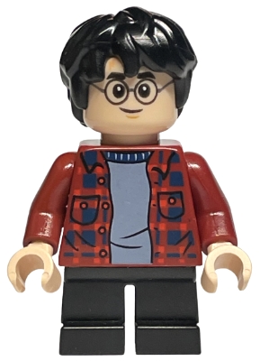 Harry Potter, Dark Red Plaid Flannel Shirt, Black Short Legs