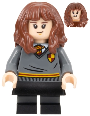 Hermione Granger, Gryffindor Sweater with Crest, Black Skirt, Black Short Legs with Dark Bluish Gray Stripes