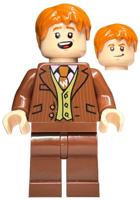 Fred Weasley - Reddish Brown Suit, Dark Orange Tie, Grin / Smiling