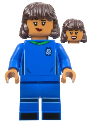 Soccer Player, Female, Blue Uniform, Medium Nougat Skin, Dark Brown Hair