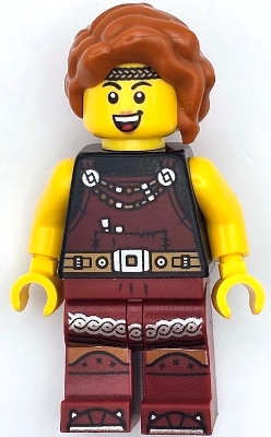 Viking Blacksmith - Female, Dark Red Overalls, Dark Red Legs with Trim, Dark Orange Hair