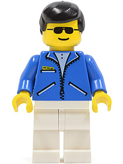 Jacket Blue - White Legs, Black Male Hair, Sunglasses