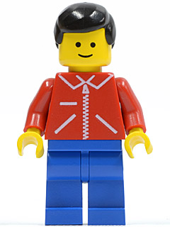 Jacket Red with Zipper - Red Arms - Blue Legs, Black Male Hair