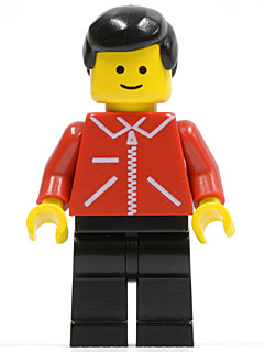Jacket Red with Zipper - Red Arms - Black Legs, Black Male Hair