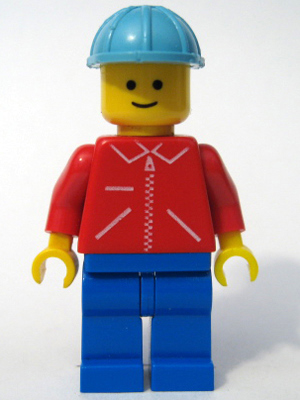Jacket Red with Zipper - Red Arms - Blue Legs, Maersk Blue Construction Helmet