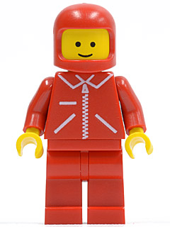 Jacket Red with Zipper - Red Arms - Red Legs, Red Classic Helmet