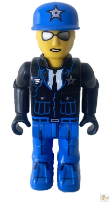 Police - Blue Legs, Black Jacket, Blue Cap with Star, Sunglasses