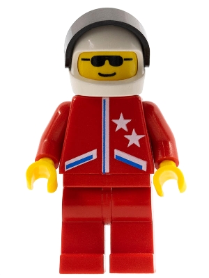 Jacket 2 Stars Red - Red Legs, White Helmet, Black Visor