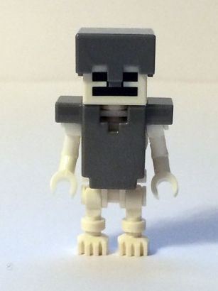 Skeleton with Cube Skull - Flat Silver Helmet and Armor