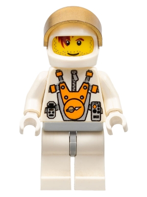Mars Mission Astronaut with Helmet and Red-Brown Hair over Eye and Stubble