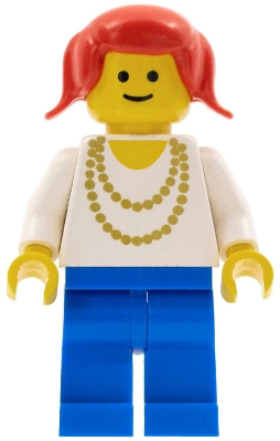 Necklace Gold - Blue Legs, Red Pigtails Hair