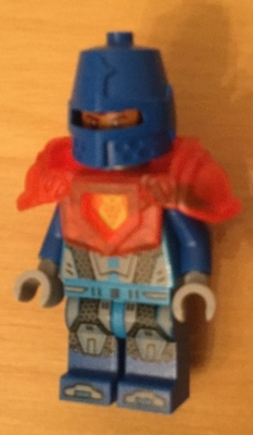 Nexo Knight Soldier - Trans-Neon Orange Armor, Blue Helmet With Eye Slit, Clip on Back