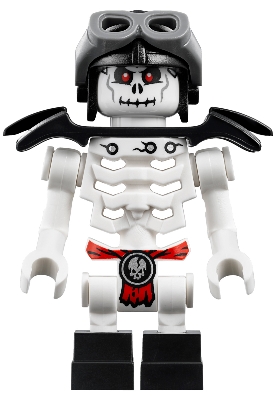 Source: BrickLink Frakjaw (Skulkin) - Vertical Grip Hands, Shoulder Pads, Aviator Cap with Goggles