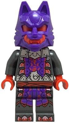 Source: BrickLink Wolf Mask Warrior - Dark Purple and Red Mask