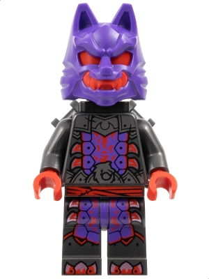 Source: BrickLink Wolf Mask Warrior - Dark Purple and Red Mask, Neck Bracket