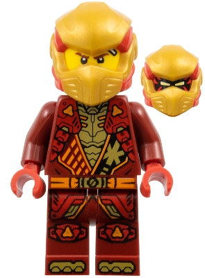 Source: BrickLink Kai - Dragons Rising, Tunic with Shoulder Armor, Red and Pearl Gold Head Wrap