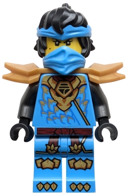Source: BrickLink Nya - Dragons Rising, Tunic with Dragon Head, Hair, Wide Pearl Gold Shoulder Armor