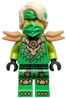 Source: BrickLink Lloyd - Dragons Rising, Tunic with Dragon Head, Hair, Wide Pearl Gold Shoulder Armor