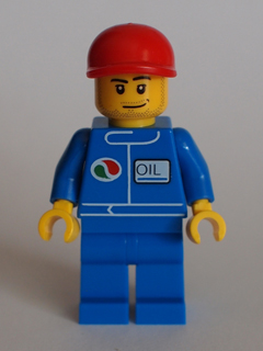 Octan - Blue Oil, Blue Legs, Red Short Bill Cap, Smirk and Stubble Beard