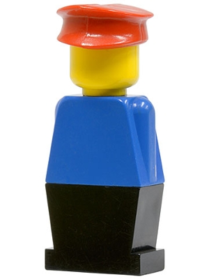 Legoland - Blue Torso, Black Legs, Red Hat