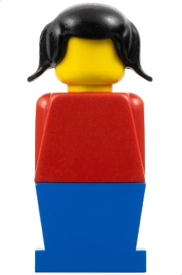Legoland - Red Torso, Blue Legs, Black Pigtails Hair